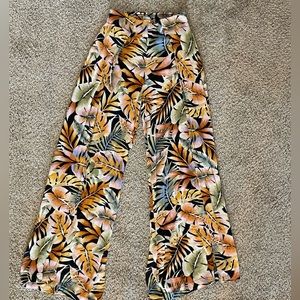 Billabong Tropical Print Wide Leg Pants - Orange, Green, Black